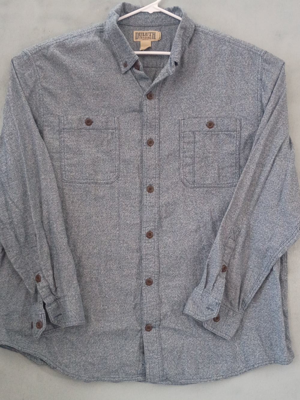 Duluth Trading Co Men's Long-Sleeve Button-Up Shirt in Light Blue